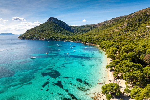 Yachts anchored at Pollensa Beach, Formentor, Mallorca